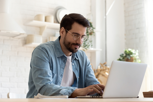 Young man using laptop